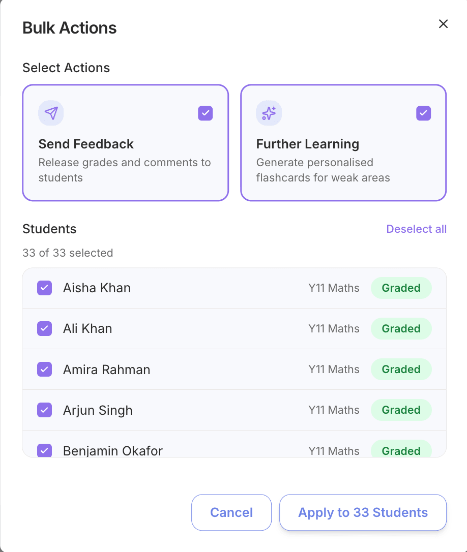 Bulk feedback & further learning