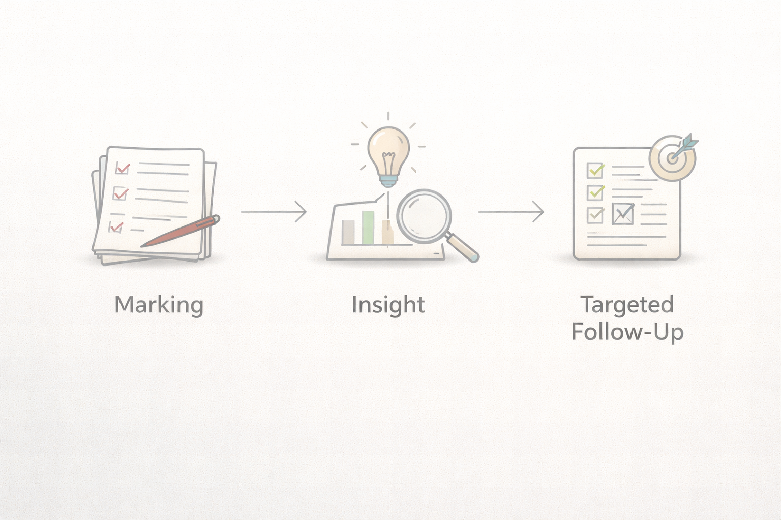 illustration showing that marking is not the end, rather the middle process in teaching.