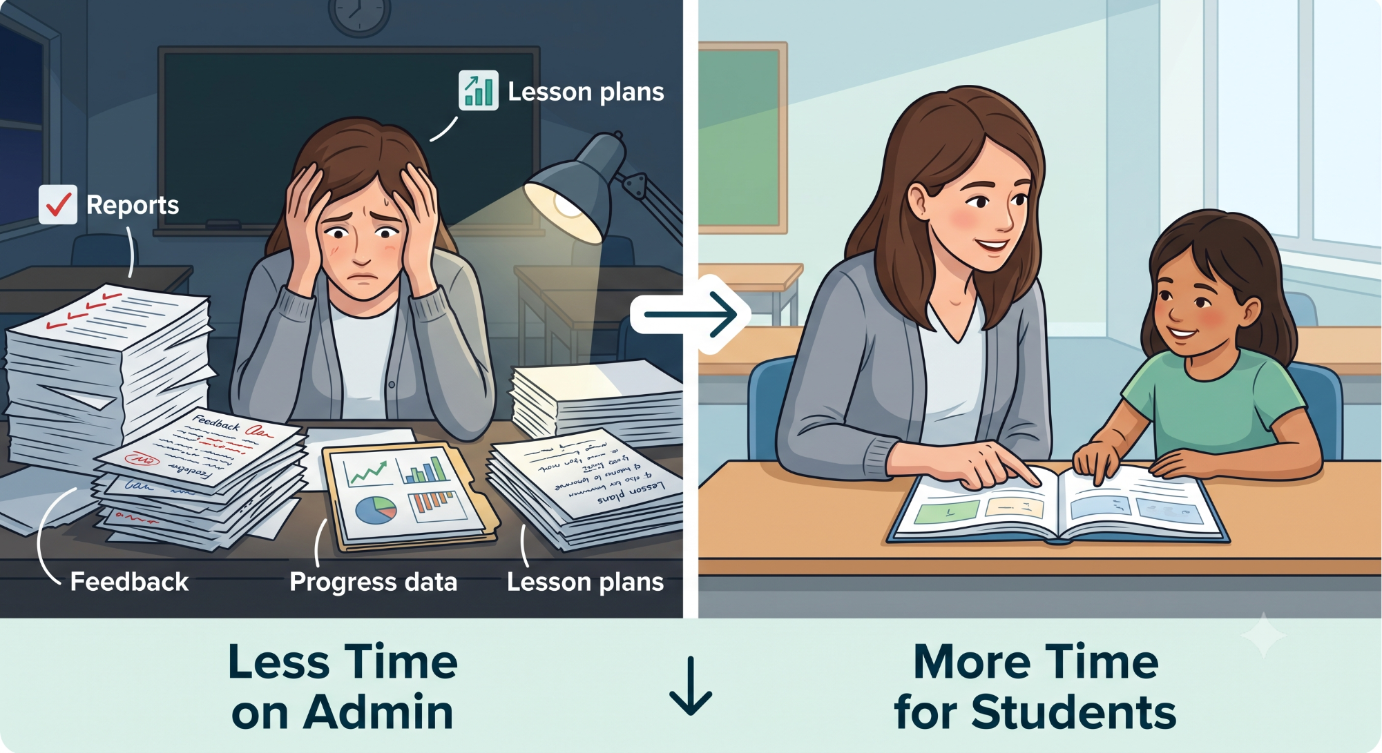 less time on admin vs more time for students